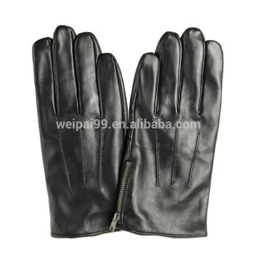 Top quality simple style men sheepskin touchscreen leather gloves with zipper SL-KMT003