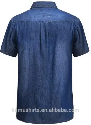 Men's Short Sleeve Enzyme Washed Western Snap Denim Shirt