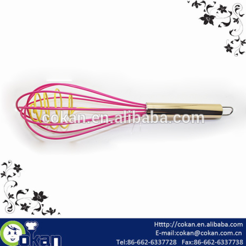 11'' Golden Handle Silicone Egg Beater,Silicone Mixing Whisk CK-EB140