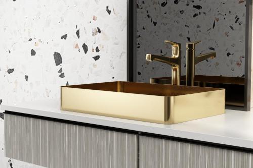 Meiao Gold Stainless Steel Bathroom Countertop Basin