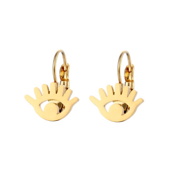 Wholesale Small Stainless Steel Women's Devil Eye Pendant Earrings 18K Gold Plated Trendy Style