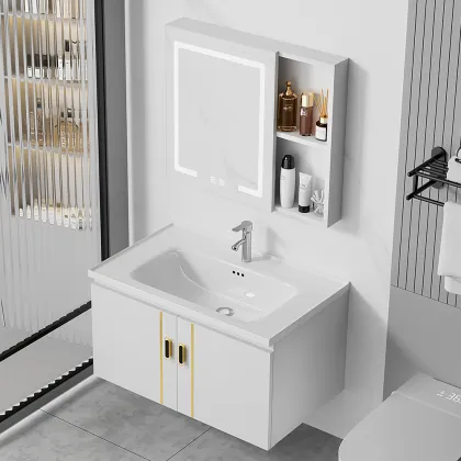 Modern PVC Bathroom Cabinet Combination with Wash Basin for Hotels