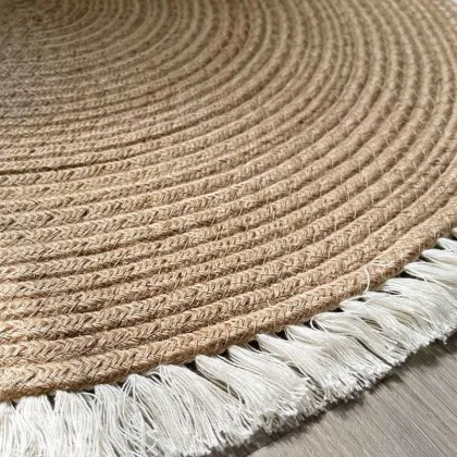Round hemp jute home floor rug