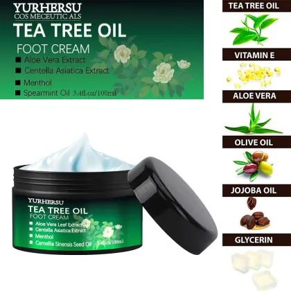 YURHERSU Foot Care Tea Tree Oil Cream - Exfoliating & Moisturizing Foot Cream