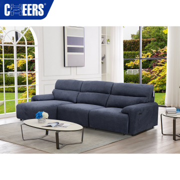 Manhattan CEERS Living Room Set: Apartment-Size Sectional Couch, Convertible Sofa Bed, Fabric Electric Recliner with Wireless Remote - Modern Furniture Set