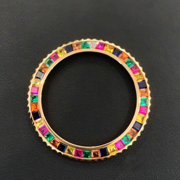 18K Roségold Eingelegtes synthetisches Edelstein-Edelstein-Süßwarenring-Lünette für High-End-Markenuhren