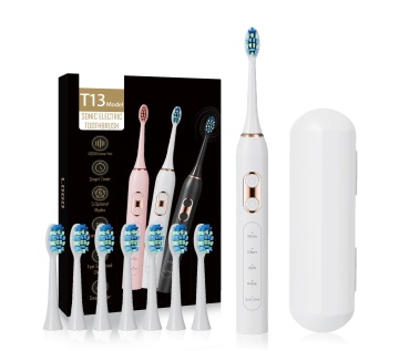 5-Modes Ultrasonic Electric Toothbrush with 8 Brush Heads - 40000 Strokes/Min, Rechargeable for Travel
