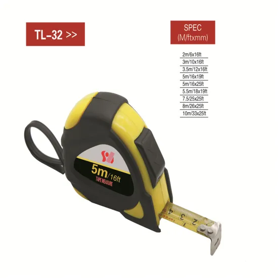 Black rubber cover steel measuring tape