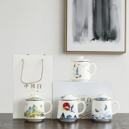 Wholesale Ceramic Tea Cup with Lid for Office and Home