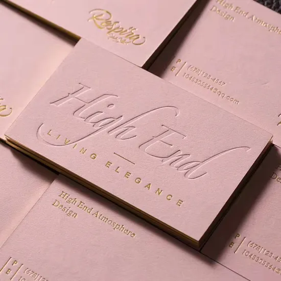 Personalized Pink Custom Blind Embossed Thank You Cards for Small Businesses