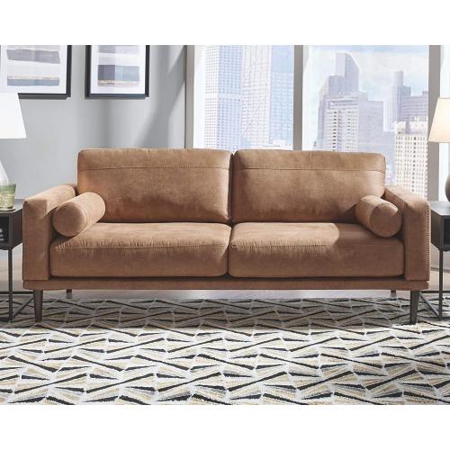 NEW Design Mid Century Modern Faux Leather Sofa