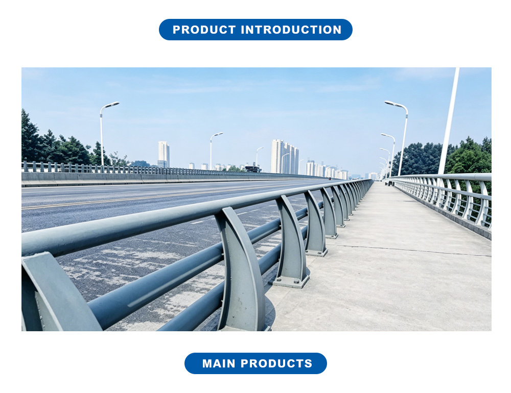 Grey Curved Post Bridge Crash Guardrail X