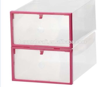 Home packaging box clear lady PP shoe box with plastic frame