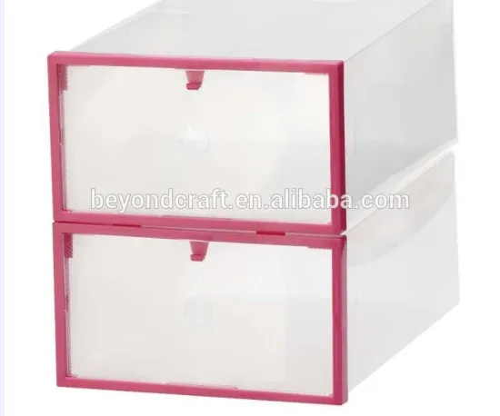 Home packaging box clear lady PP shoe box with plastic frame