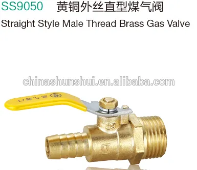 SS9050 Staight style male female thread brass gas valve/ brass valve for gas