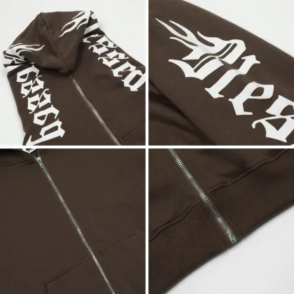 High Quality Soft Oversize Full Face Zip Up Hoodie