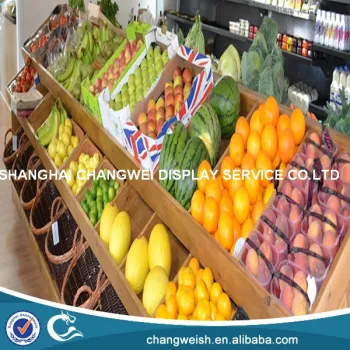 supermarket fruits and vegetables display rack and shelf
