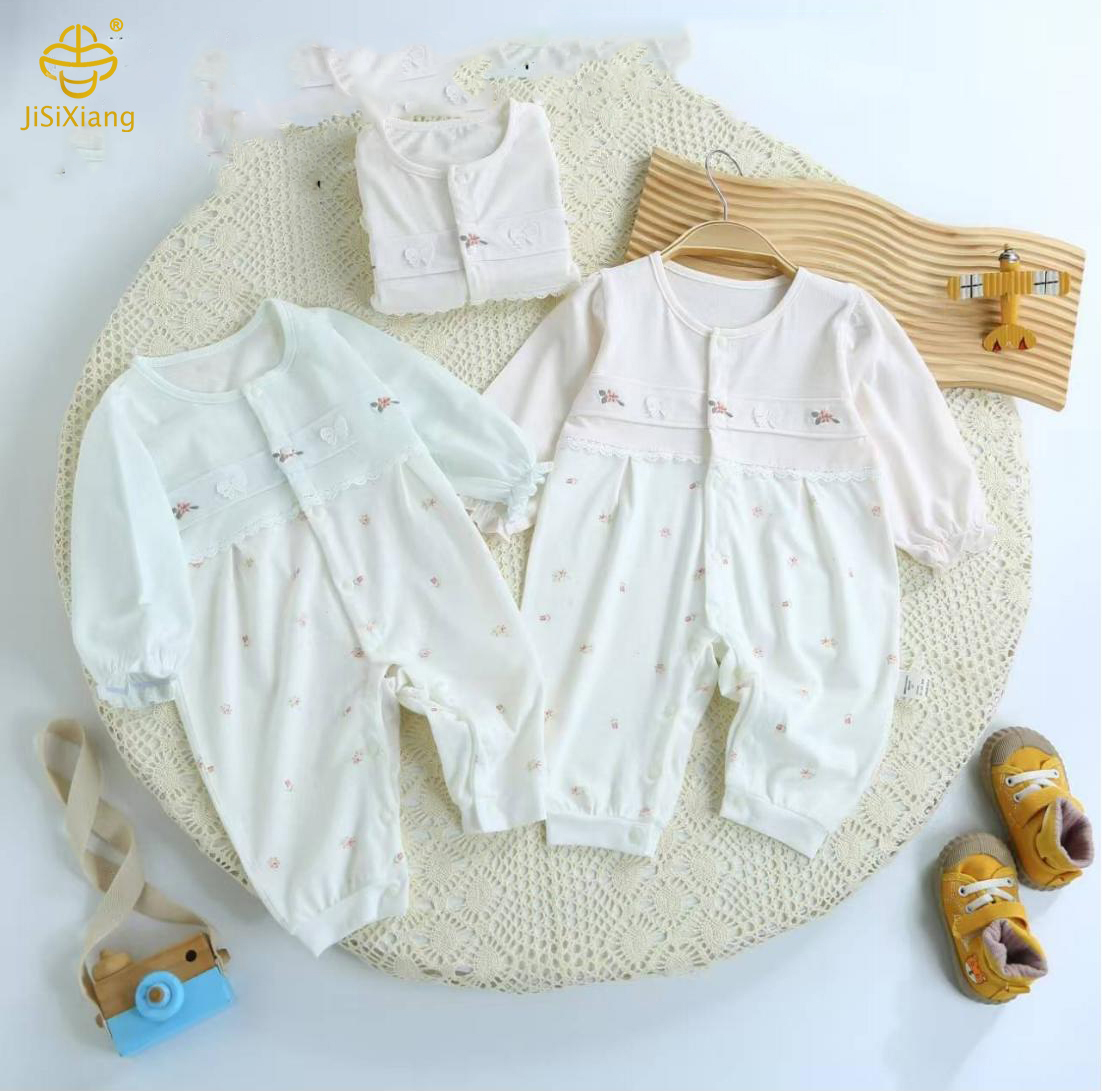 Exquisite Embroidered White Infant jumpsuit