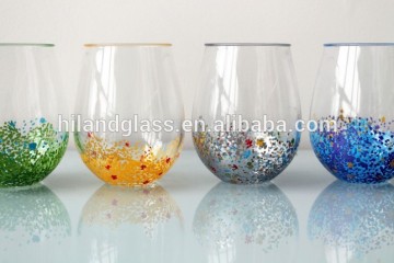 2016 new design handmade wholesale pop colored water glass