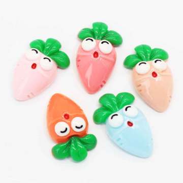 Flat Back Cute Carrot Cartoon Shape Resin Cabochon For Handmade Craftwork Decor Beads Charms Fruits Beads Slime