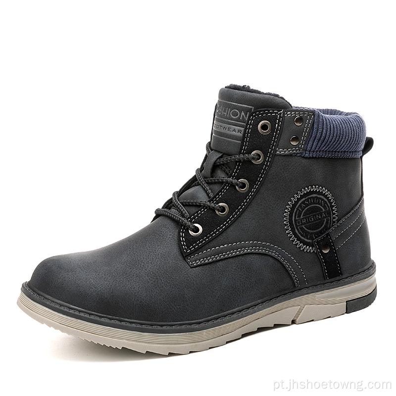 Botas de inverno masculinas casuais sapatos quentes de pele