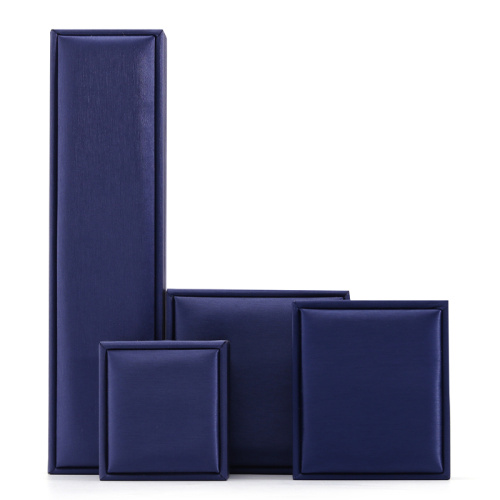 Luxury Blue Leather Ring and Necklace Jewelry Box