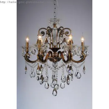 Dark Bronze Glass and Crystal Chandelier Lighting H5041-6