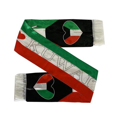 National day cheering Satin printing Kuwait flag scarf