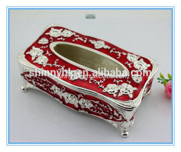 New desigh enamel metal rectangle tissue paper box holder craft red colour