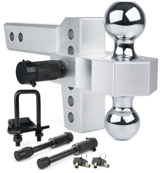 New Arrival Silver Style 6" Adjustable Trailer Hitch Fit to 2" Receiver For Heavy Rruck,SUV,RV,Van.12,500 LBS  Drop Rise Hitch