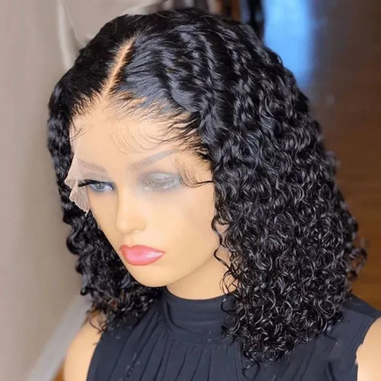 Deep Curly Wave Short Bob Wigs Human Hair Hd Full Lace Front Wig Raw Peruvian Virgin Human Hair Lace Frontal Wig For Black Women