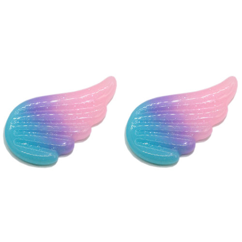 Glitter colorato angelo ala resina cabochon decorazione flatback perline per orecchino collana ornamento gioielli