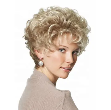 Aishili wholesale short gold color hair synthetic wigs  natural wave and kinky curly synthetic hair wigs for women