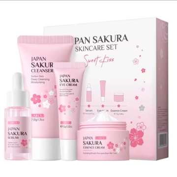 Set di cure per la cura della pelle del Giappone Sakura: cura della riparazione anti-invecchiamento in 4 pezzi