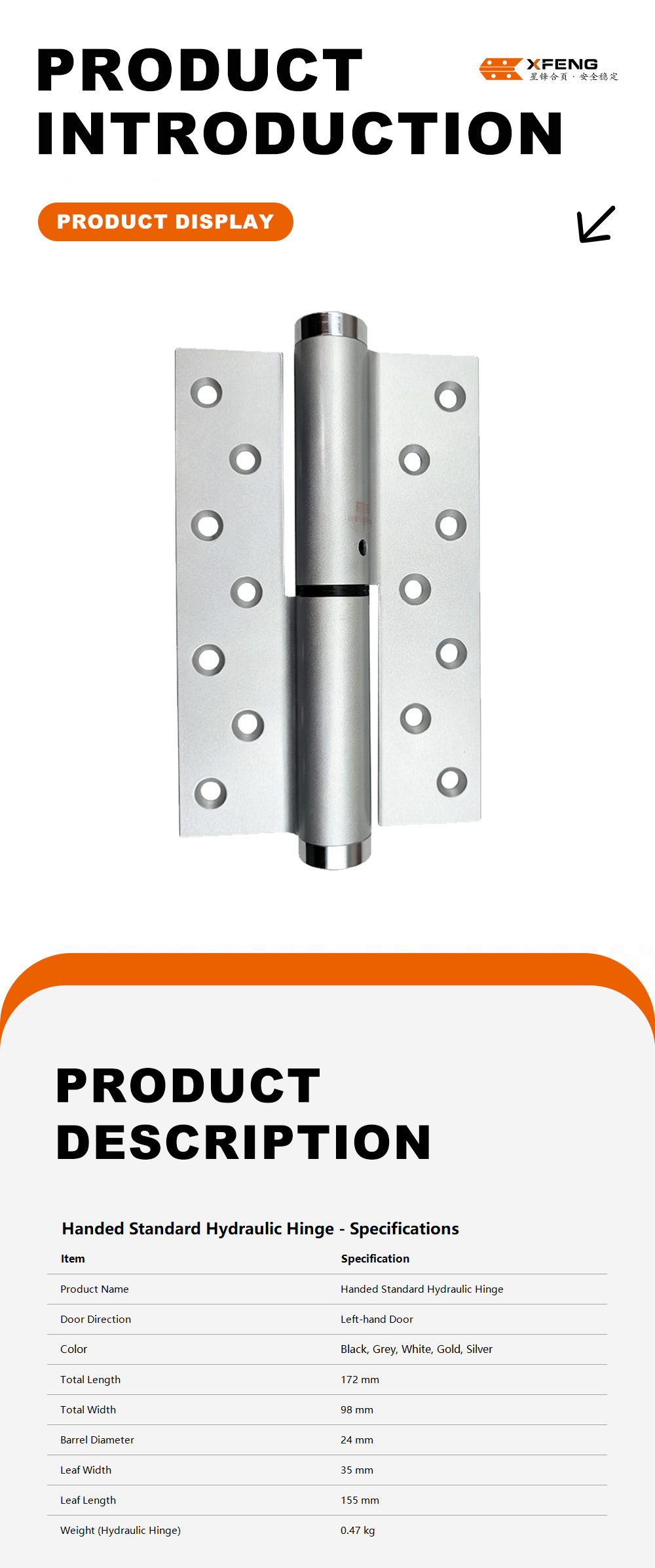 Handed Standard Hydraulic Hinge2