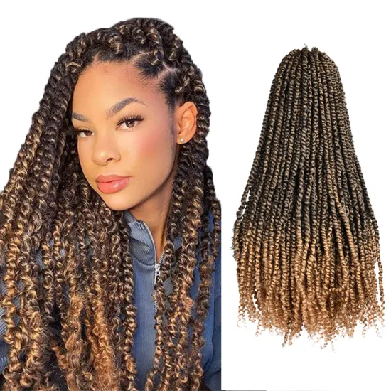 Low Price 24Inch Ombre Brown Long Pre-Twisted Spring Bomb Braids Bulk Passion Twist Crochet Braiding Synthetic Hair Extensions