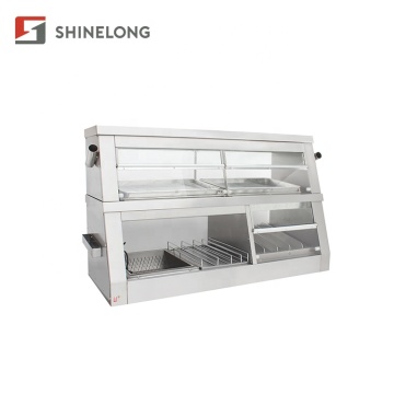 Fast Food Equipment Restaurant Hot Display Warming Glass Showcase