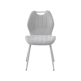 Modern white metal leg dining room chair