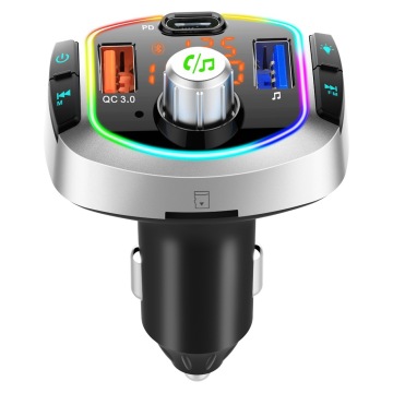 Factory Price QC3.0 Fast Charge Car Bluetooth MP3 Player with Colorful Atmosphere Light, FM Transmitter for Lossless Music