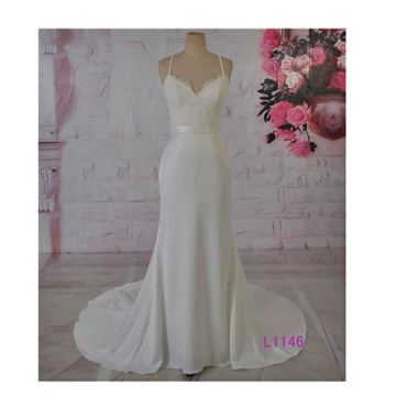 Elegant Vestido De Renda Long Sleeve Open Back A Line wedding dress satin bridal gowns