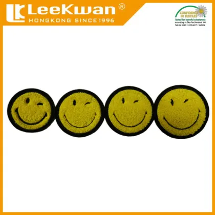 Smile yellow face chenille patch, emoji chenille patch, chenille smiley patch