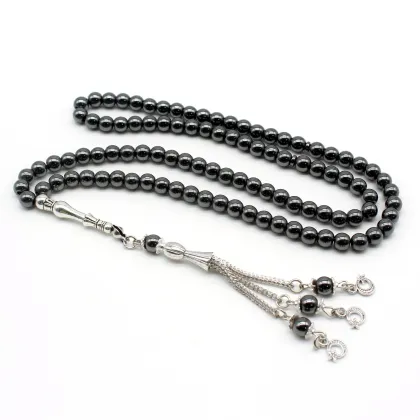 99 Beads 6mm Hematite Islamic Prayer Beads, Hematite Necklace, Tasbih, Muslim Prayer Beads for Meditation