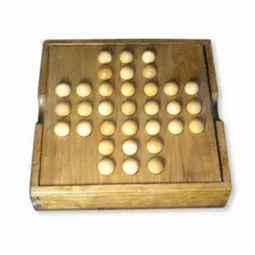 Ludo Set, Measures 14 x 14 x 3.6cm, Made of Solid Wood