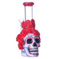 Scheletro umano disegnato a mano e rosa in vetro bong, simpatico bong di Halloween, tubo d'acqua in vetro borosilicato, caveo di vetro