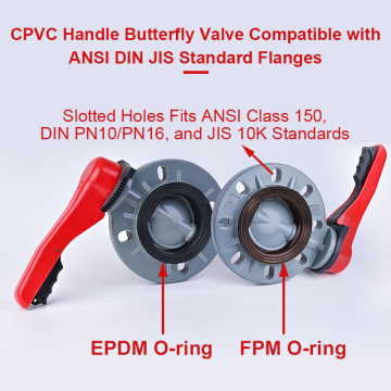 ANSI/DIN/JIS มาตรฐาน Industrial CPVC Wafer Butterfly Valve (2" ถึง 12")