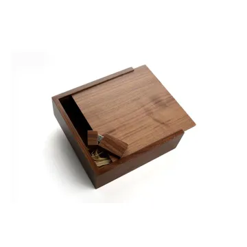 Luxury Walnut Wooden USB Mini Slide Box with Custom Logo