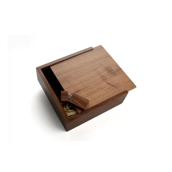 Luxury Walnut Wooden USB Mini Slide Box with Custom Logo