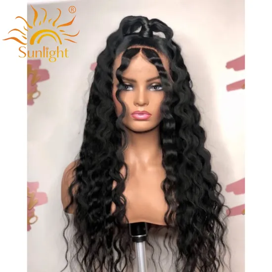 Sunlight Human Hair 100 Brazilian Virgin Hd Malaysian Dropshipping Cheap Water Wave Glueless Half Lace Wig