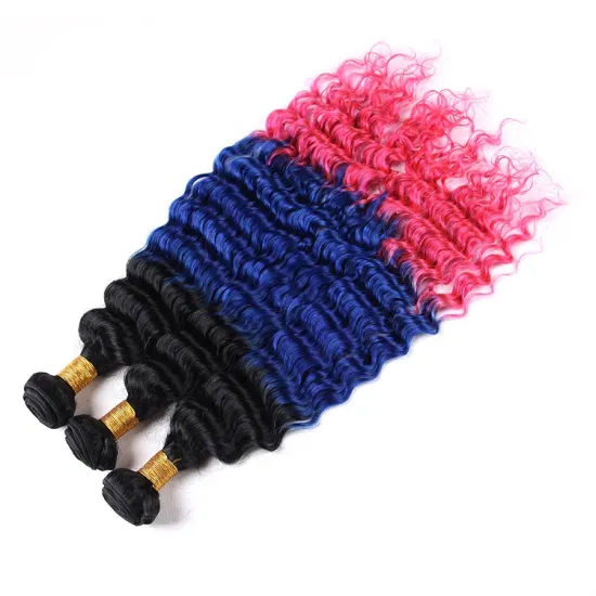 1b Blue Pink Wholesale Hair Vendors Virgin Kinky Curly Human Hair Extension Cuticle Aligned Brazilian Hair