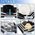 Aluminum dish drying rack with drainboard